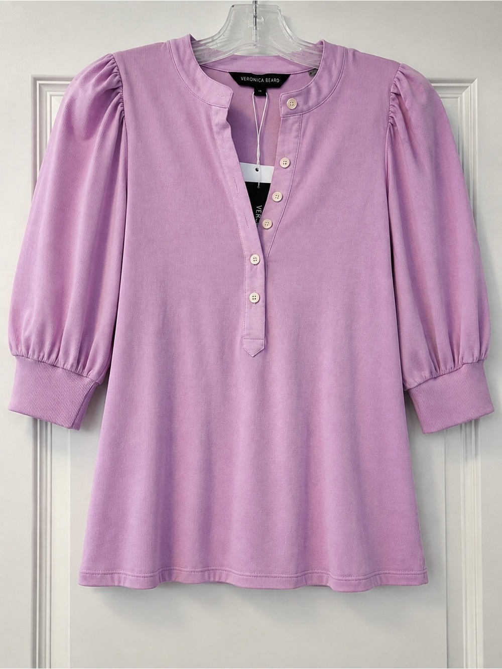 Veronica Beard Kearney Stretch Ribbed Pima Cotton Polo Orchid